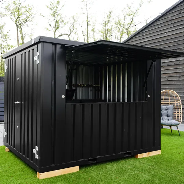 FOCO-BAR-3X2-RAL-9005-2 Black Shipping Container Bar 3×2 Meters – Demountable, Folding Canopy - Image 1